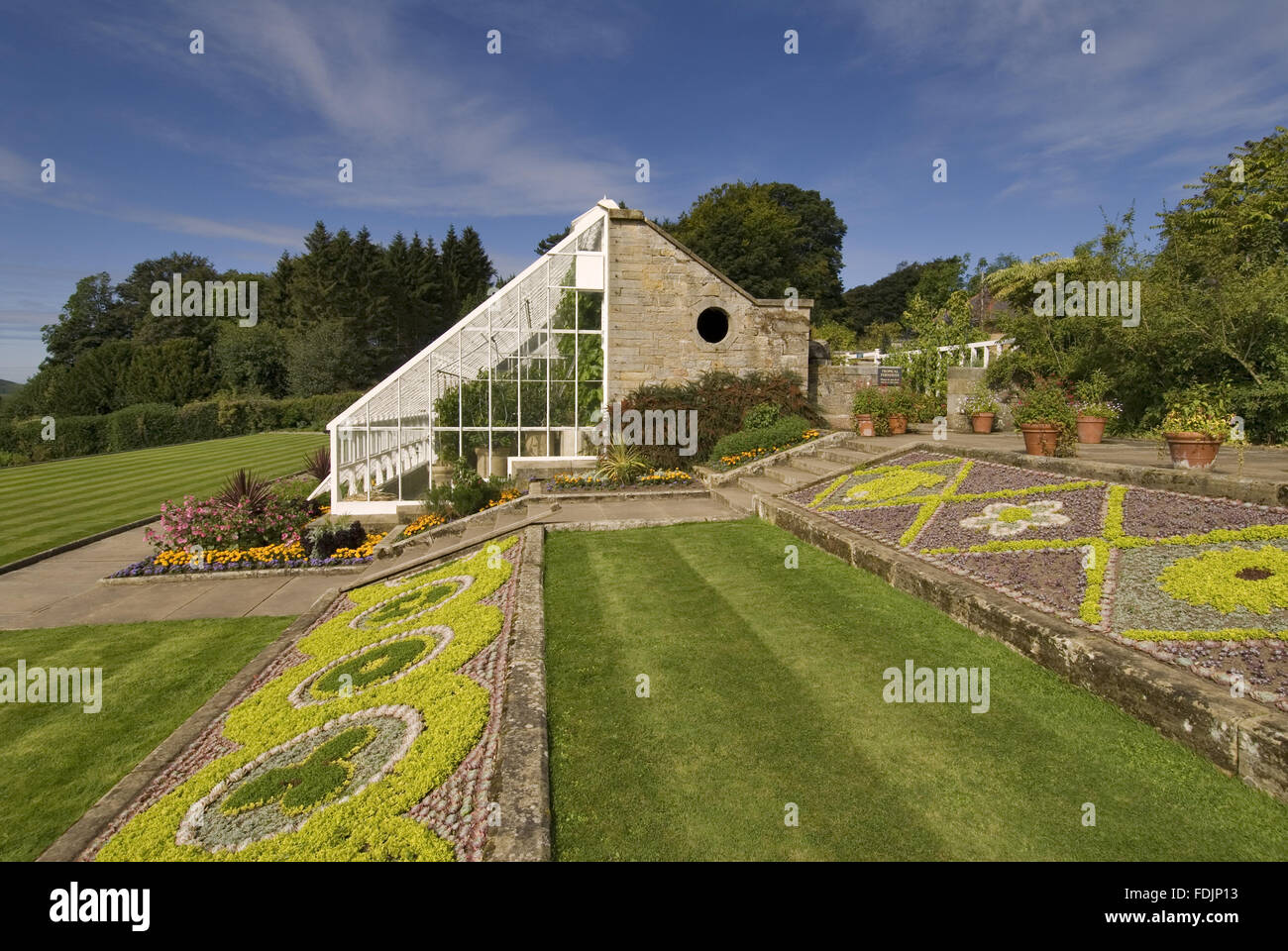 Carpet bedding beside the Orchard House at Cragside, Morpeth