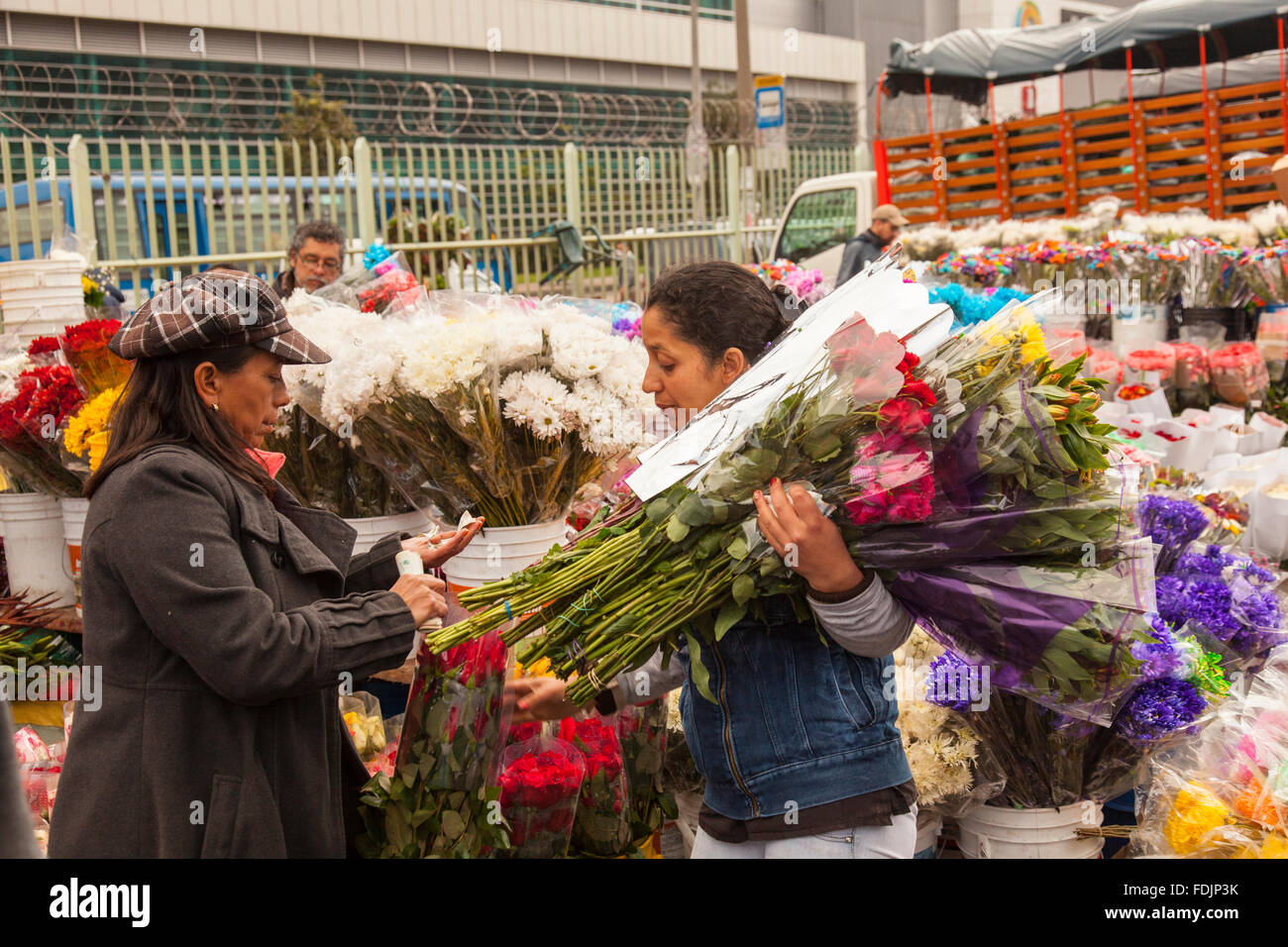 Flowers at Paloquemao farmers flower market in Bogota, Colombia, South