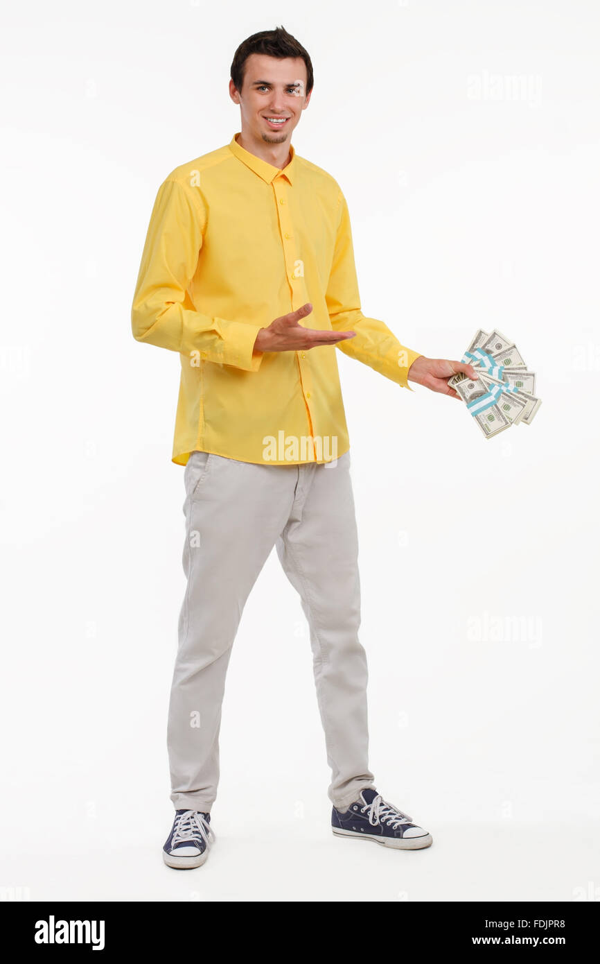 Young smash director holding money. Stock Photo