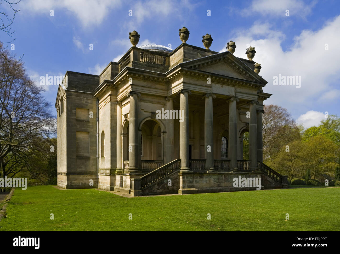 The Palladian Chapel, begun in 1760 to the design of James Paine, at Gibside, Newcastle upon Tyne. George Bowes inherited the estate in 1722 and landscaped the grounds around Gibside Hall. Stock Photo