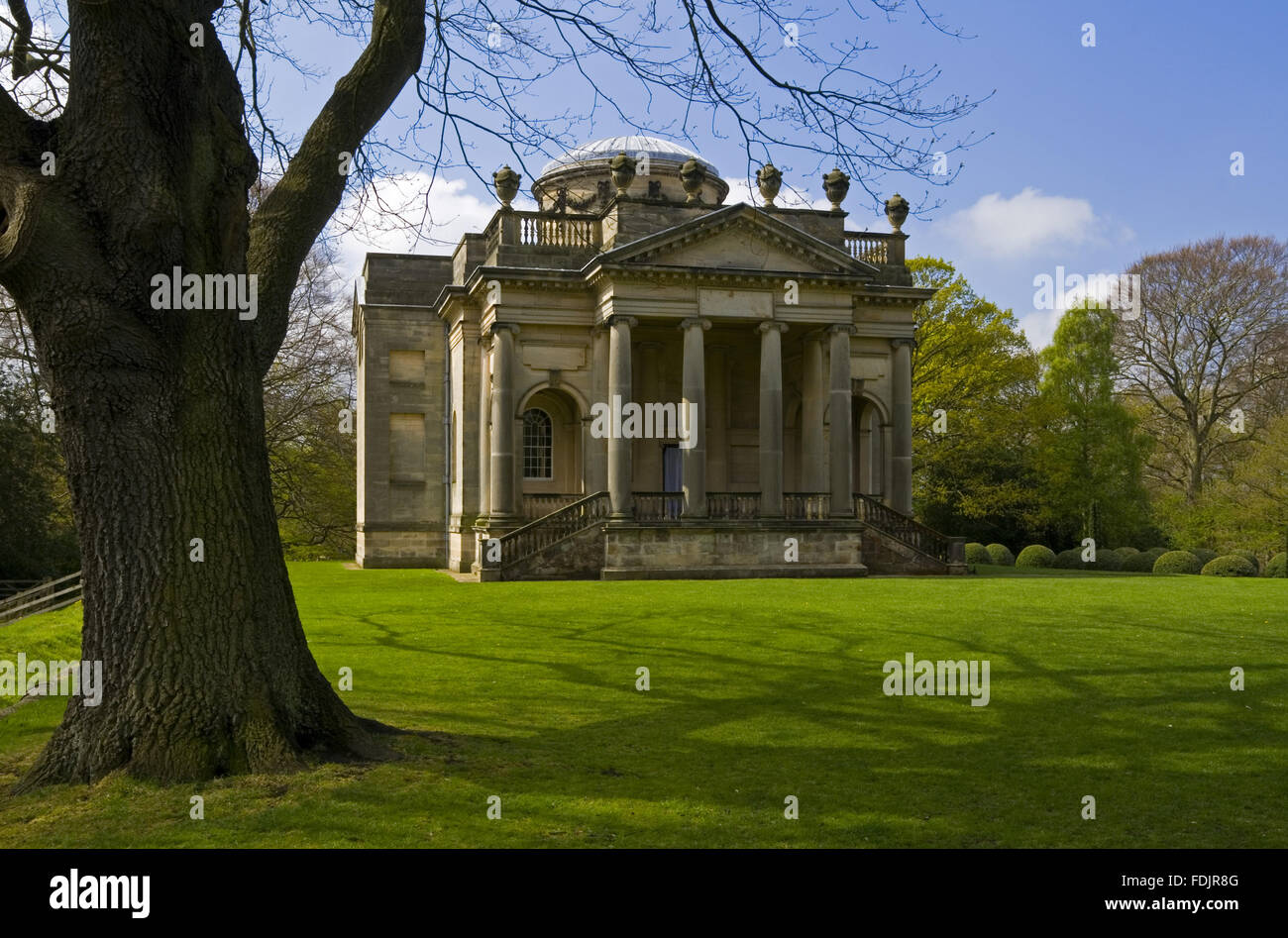 The Palladian Chapel, begun in 1760 to the design of James Paine, at Gibside, Newcastle upon Tyne. George Bowes inherited the estate in 1722 and landscaped the grounds around Gibside Hall. Stock Photo