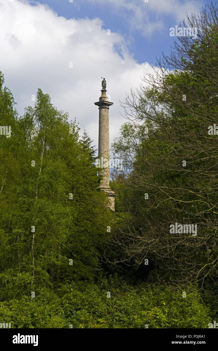 The Column to Liberty monument which rises to 140 feet at Gibside, Newcastle upon Tyne. George Bowes inherited the estate in 1722 and landscaped the grounds around Gibside Hall. Stock Photo