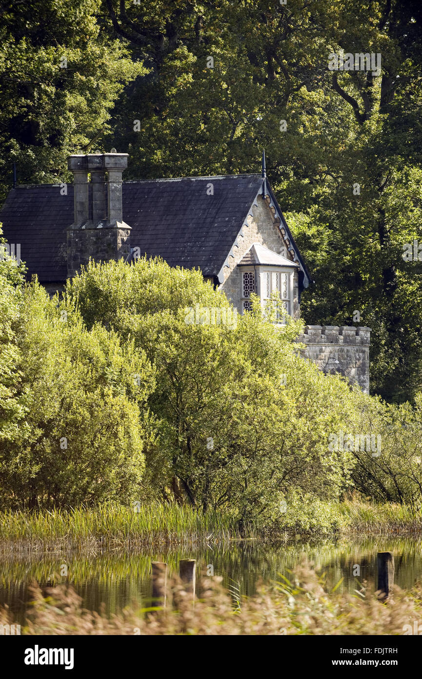 The Victorian boathouse on Lough Erne at Crom, Co. Fermanagh, Northern Ireland. Stock Photo