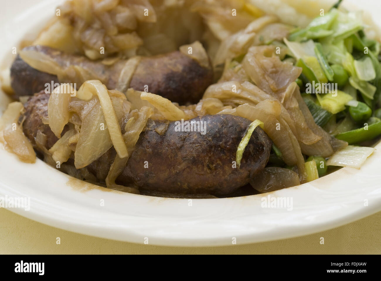 Sausage and mash in the restaurant at Chirk Castle, Wrexham, Wales