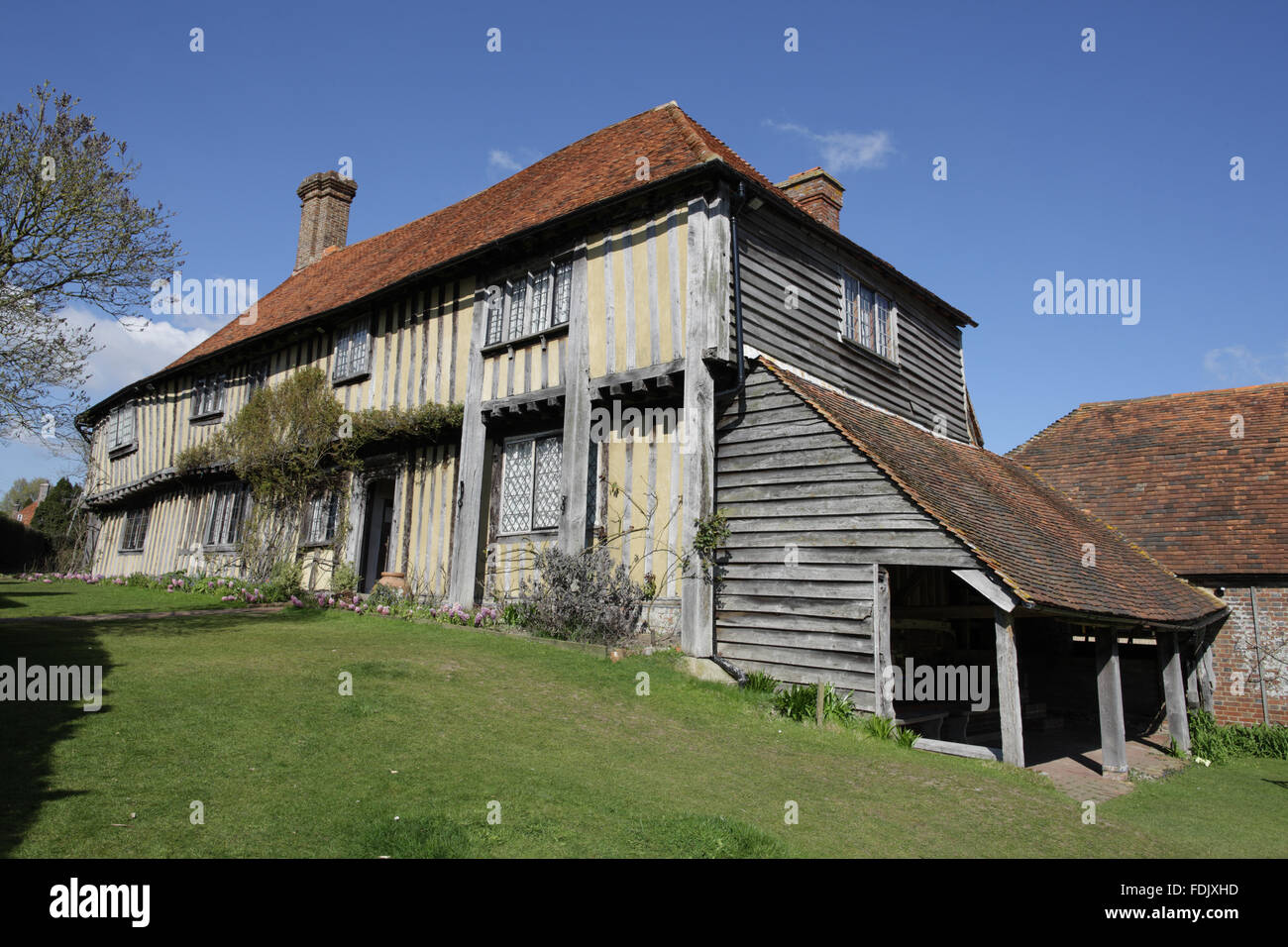 Exterior view of Smallhythe Place, the home of actor Ellen Terry from 1899  to 1928, in Kent. The house is an early 16th century half-timbered  farmhouse which was originally a yeoman's house