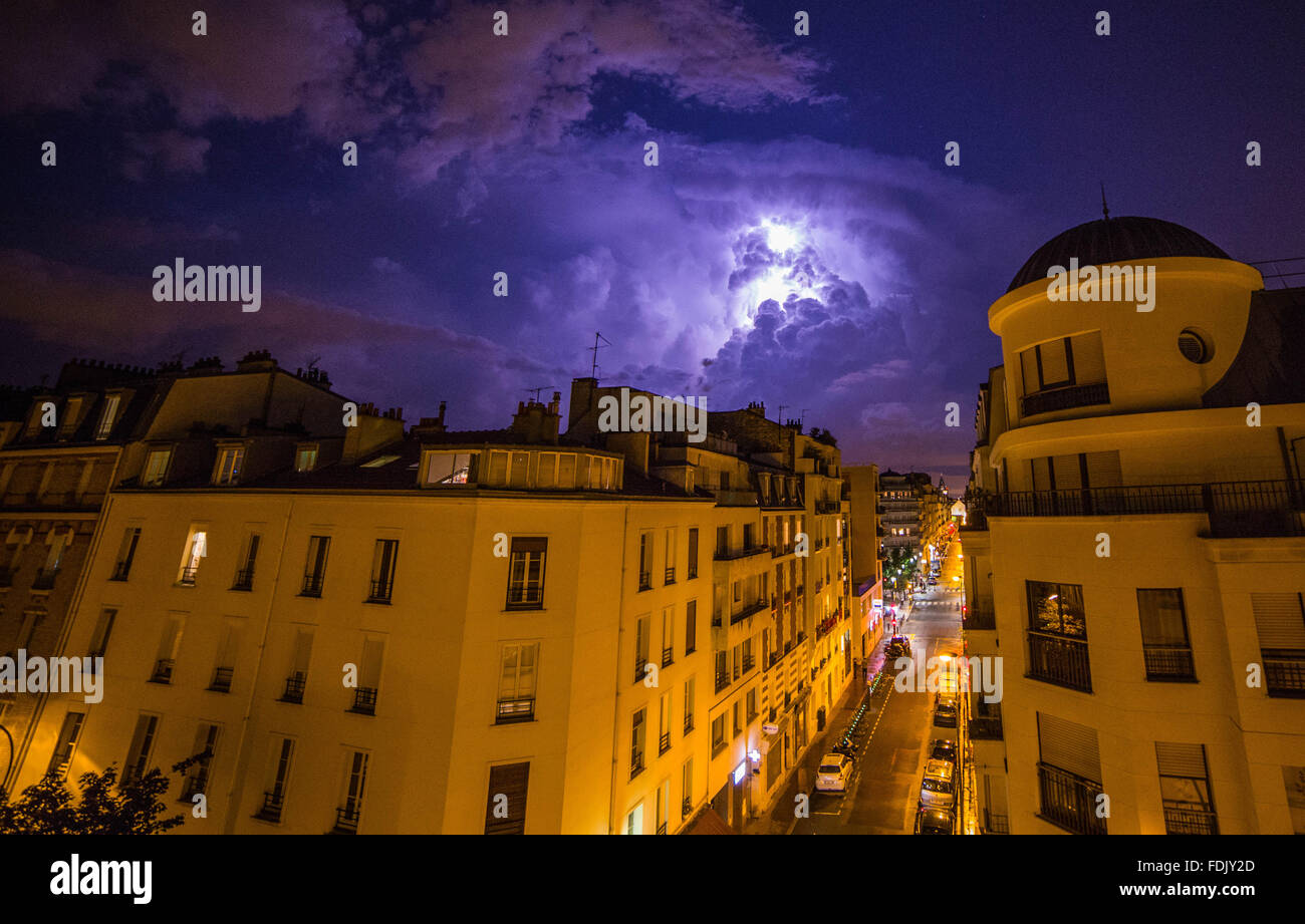 Lightning storm, Paris, France Stock Photo Alamy