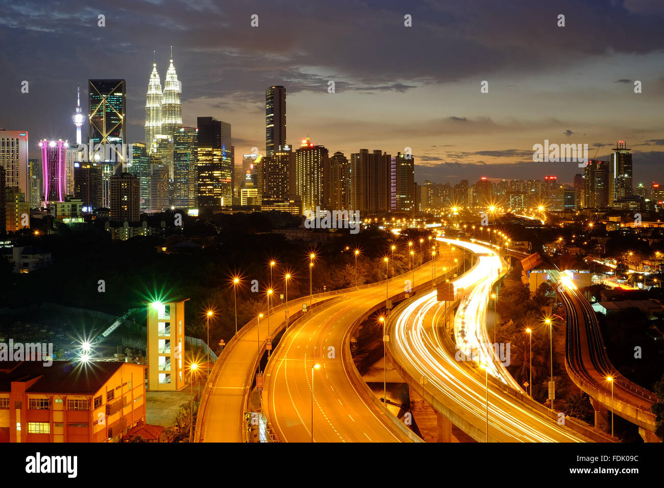 Kuala Lumpur skyline at night, Malaysia Stock Photo