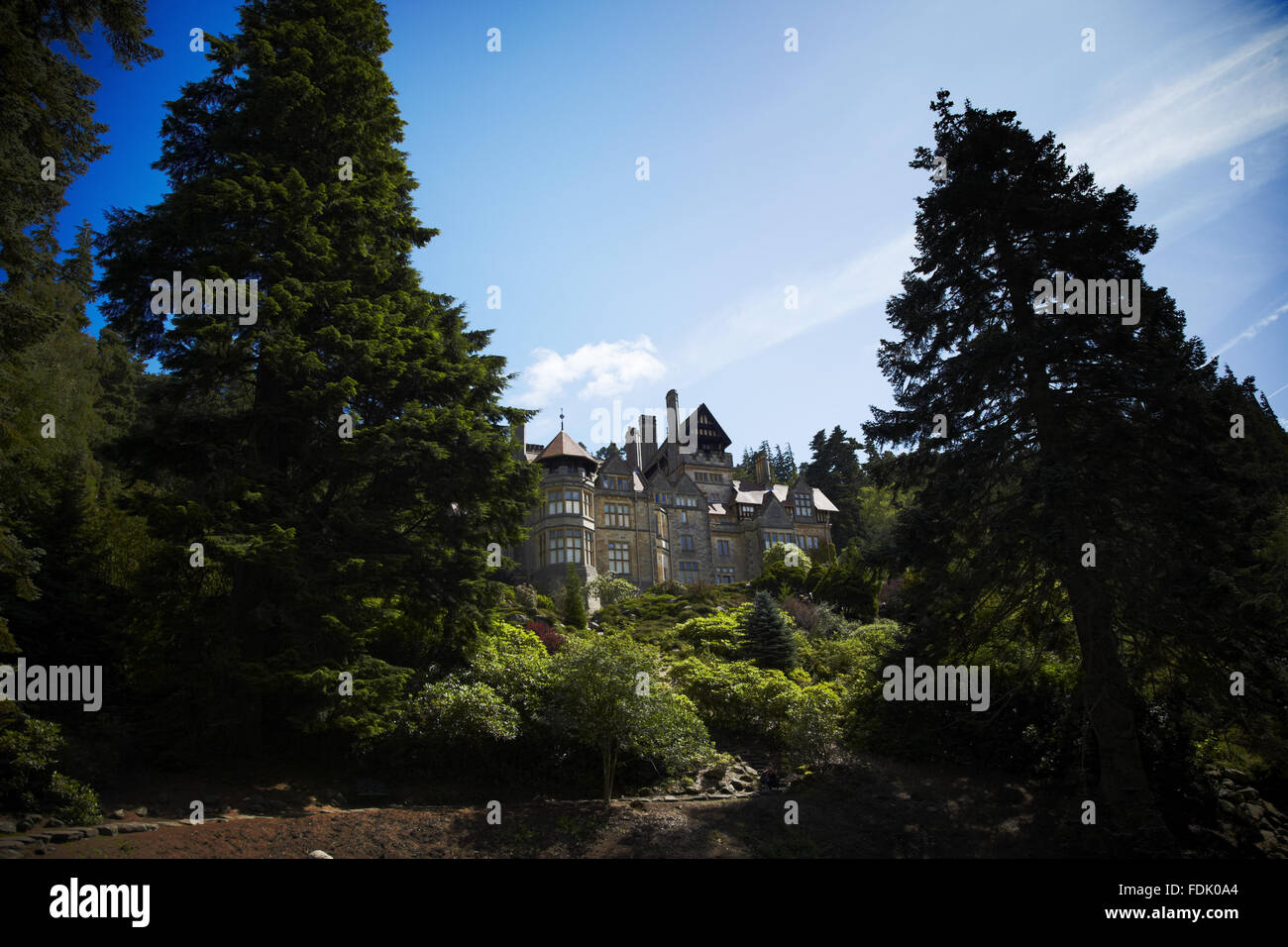 Long view across Debdon Burn towards Cragside, Northumberland, the home