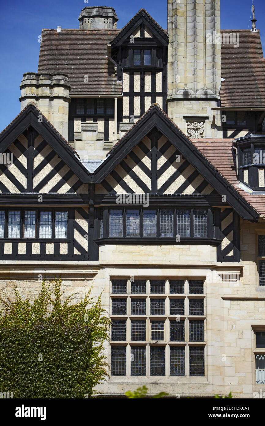 Detail of the south front of Cragside, Northumberland, the home of ...