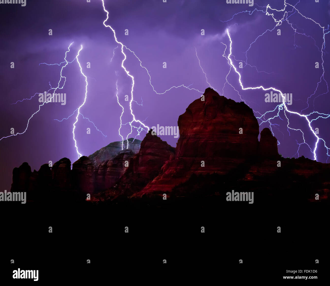 Lighting near Cibola Rock, Arizona, United States Stock Photo