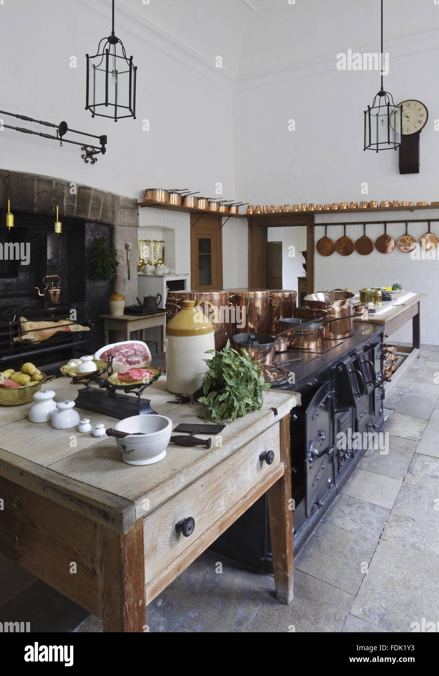 The Great Kitchen at Saltram, Devon. The kitchen was built in the late ...