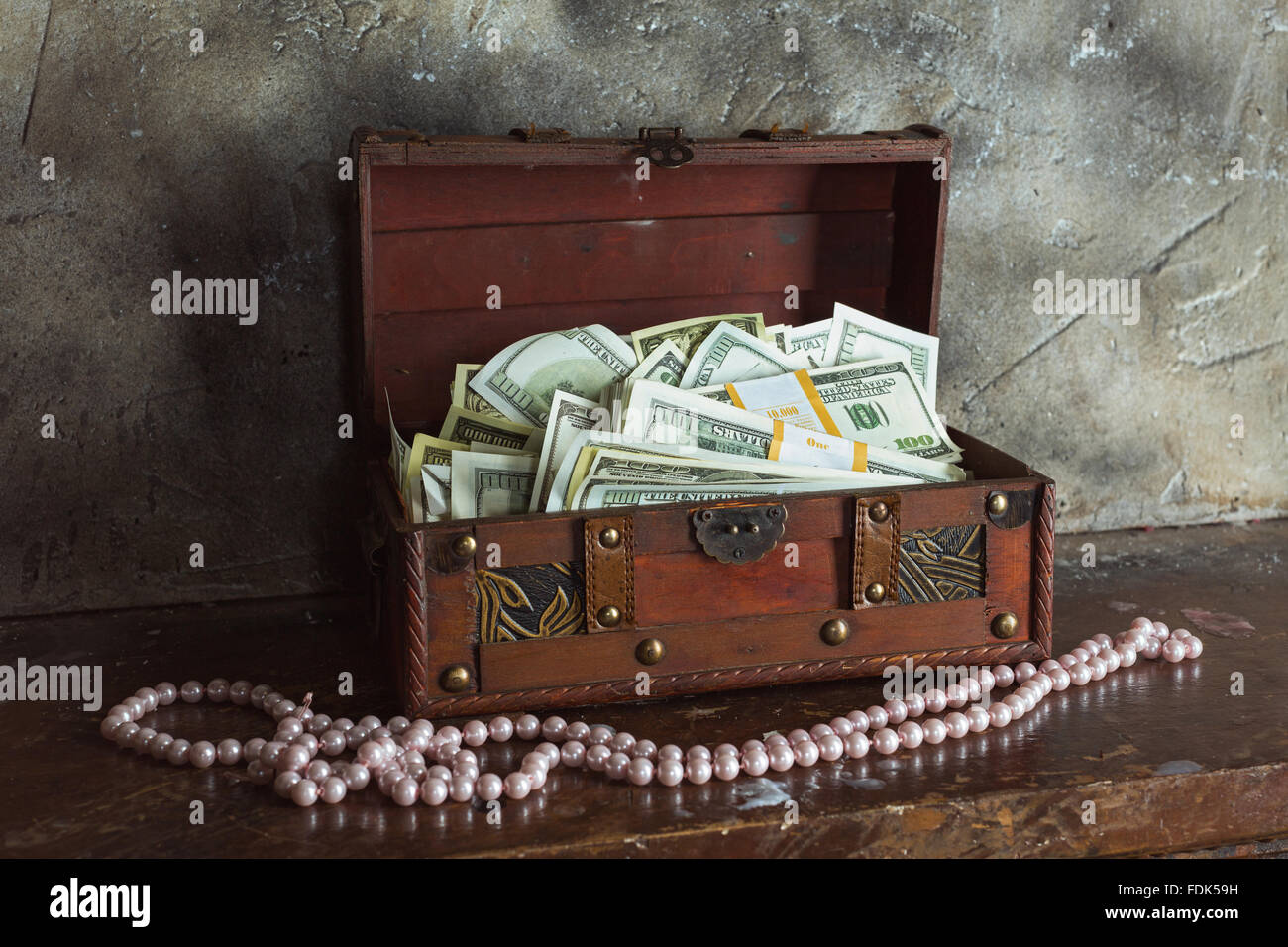 Storage of cash at home in a box Stock Photo