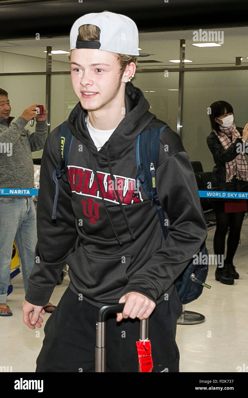 Nate Parker of The Tide arrives at Narita International Airport on February  1, 2016, Narita, Japan. The American pop rock band came to Japan to perform  as an opening act for The