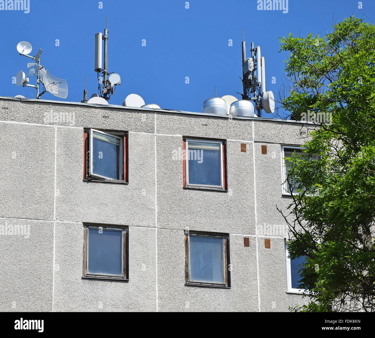 Antennas on the top of a building Stock Photo Alamy