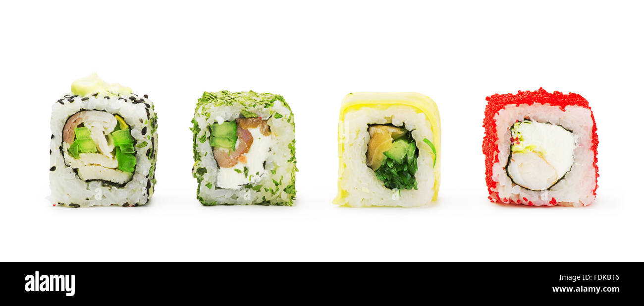 Japan sushi rolls isolated on white background Stock Photo