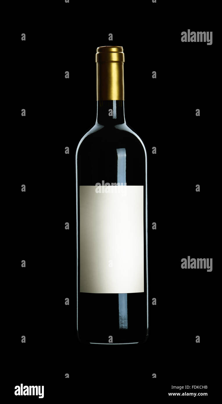 Bottle of red wine on a black background Stock Photo