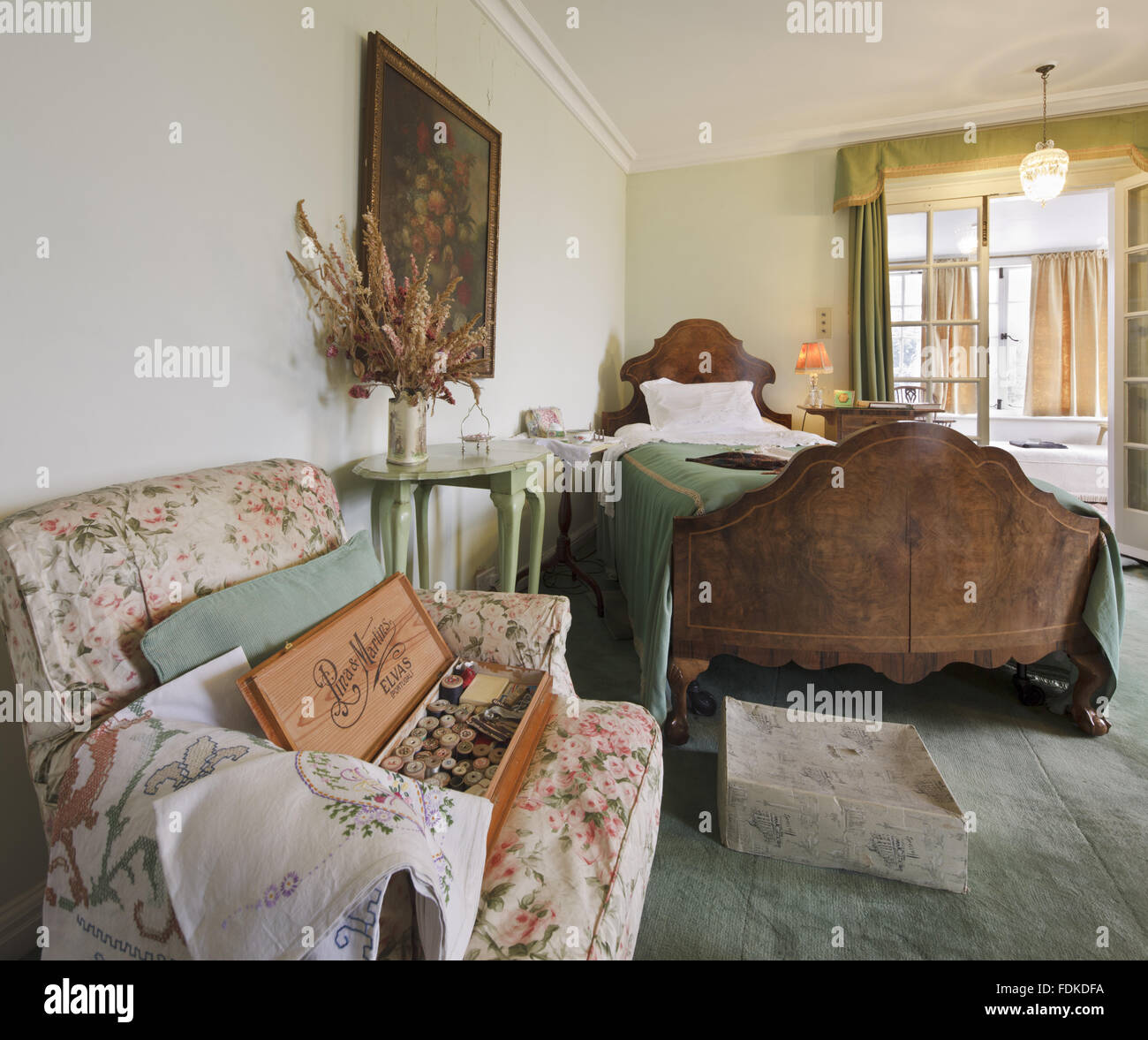 Lady Nuffield's Bedroom at Nuffield Place, Oxfordshire. The house was