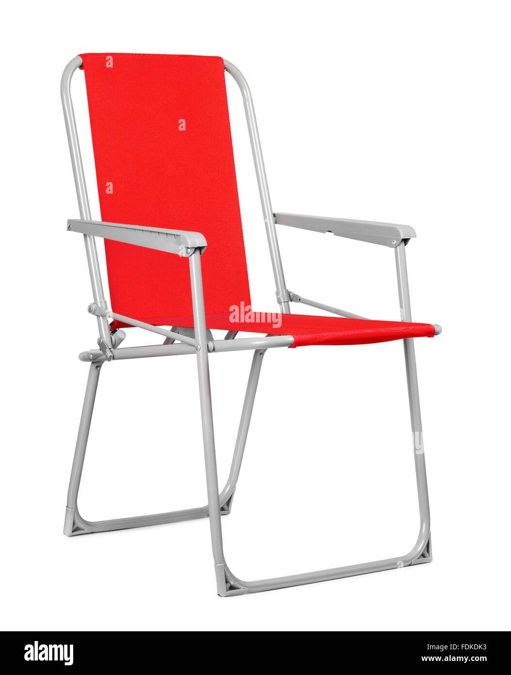 Red folding chair isolated on the white background Stock Photo