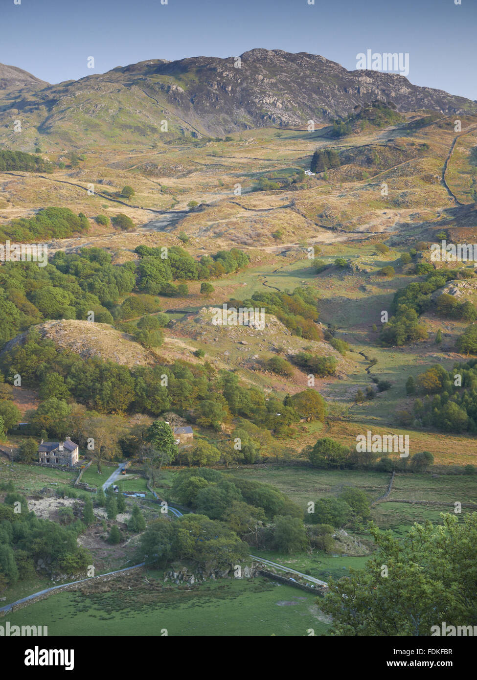 Llyndy Isaf, an estate of 600 acres in Snowdonia, in the Nant Gwynant valley near Beddgelert, Gwynedd, Wales. Stock Photo