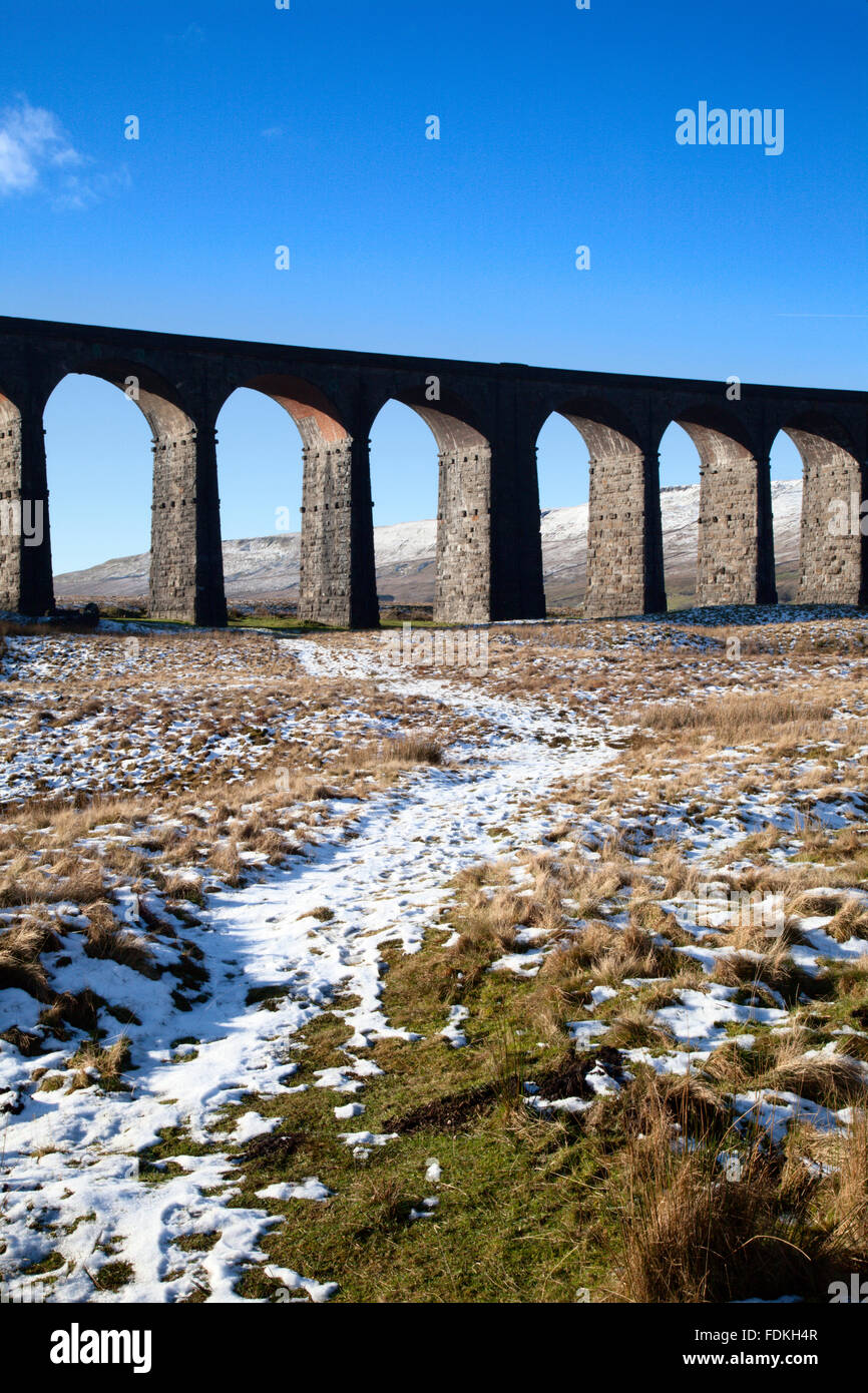 Ribblehead Viaduct in Winter Ribblehead Yorkshire Dales England Stock Photo