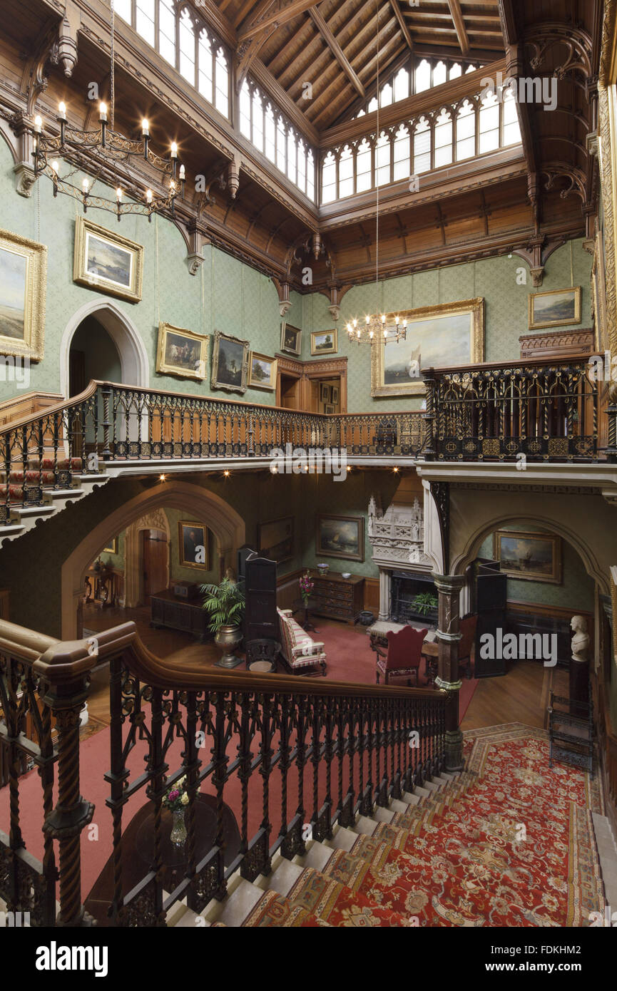 View of the Hall and staircase at Tyntesfield, North Somerset Stock Photo