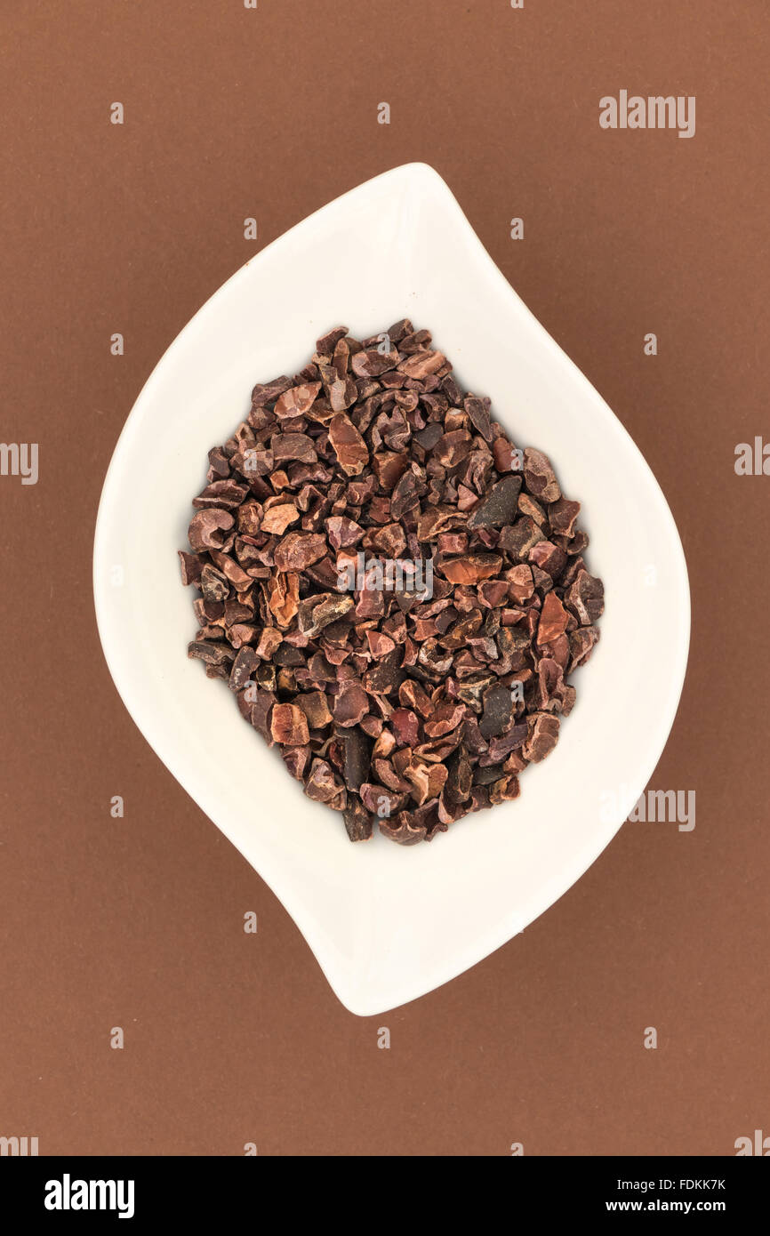 Cacao Nibs in Bowl Stock Photo