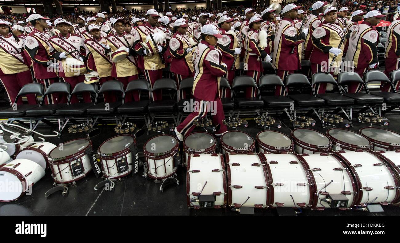 Atlanta, GA, USA. 30th Jan, 2016. The BethuneCookman Marching Wildcats