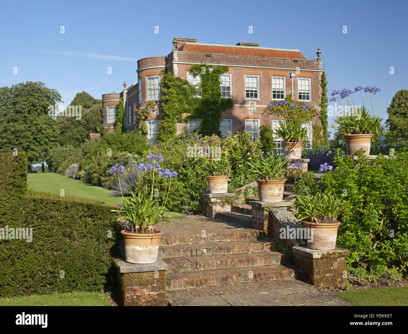 The house and Main Terrace in July at Hinton Ampner, Hampshire Stock
