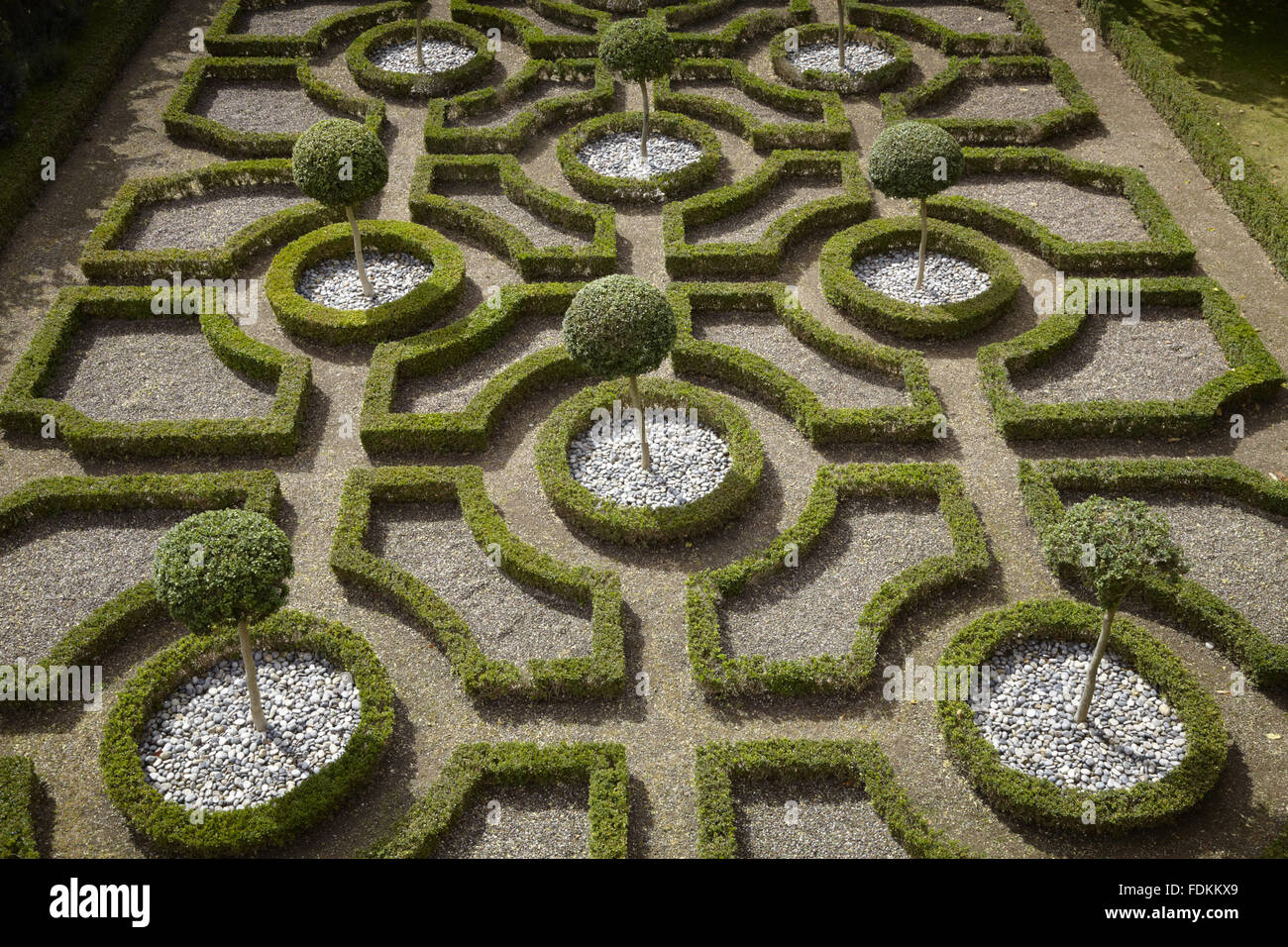 Overhead view of the Knot Garden at Moseley Old Hall, Staffordshire. Stock Photo