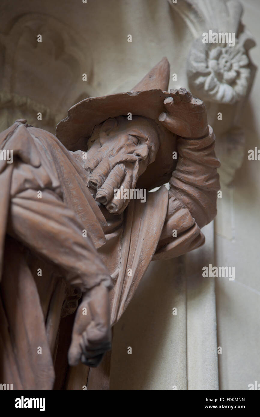 Terracotta figure of Diogenes in the Great Hall at Lacock Abbey, Wiltshire. The figure is by Victor Alexander Sederbach and dates from 1755. CMS inventory number: 996395. Stock Photo