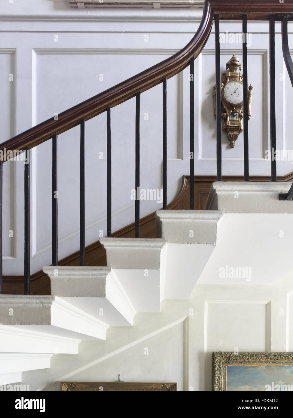 Banister On The Stone Staircase At Clandon Park Surrey Stock