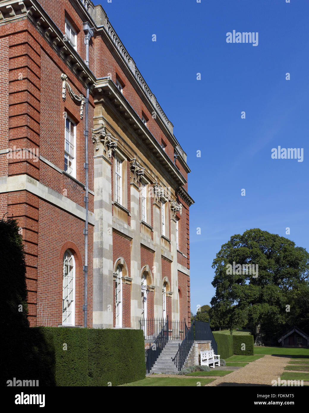 The south front at Clandon Park, Surrey. The house was built between 1724 and 1729 and was