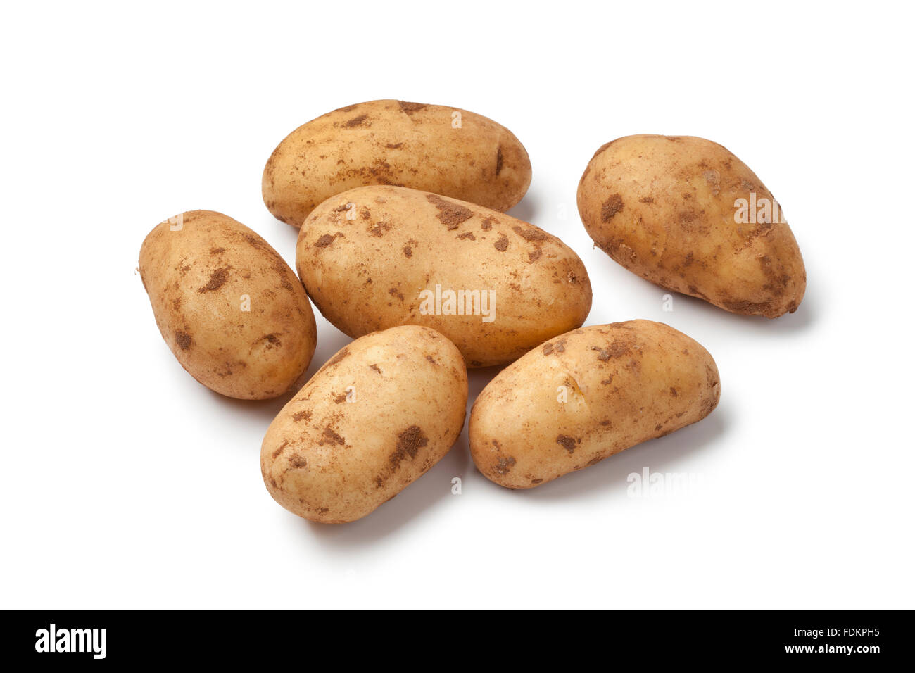 Fresh raw Spunta potatoes on white background Stock Photo