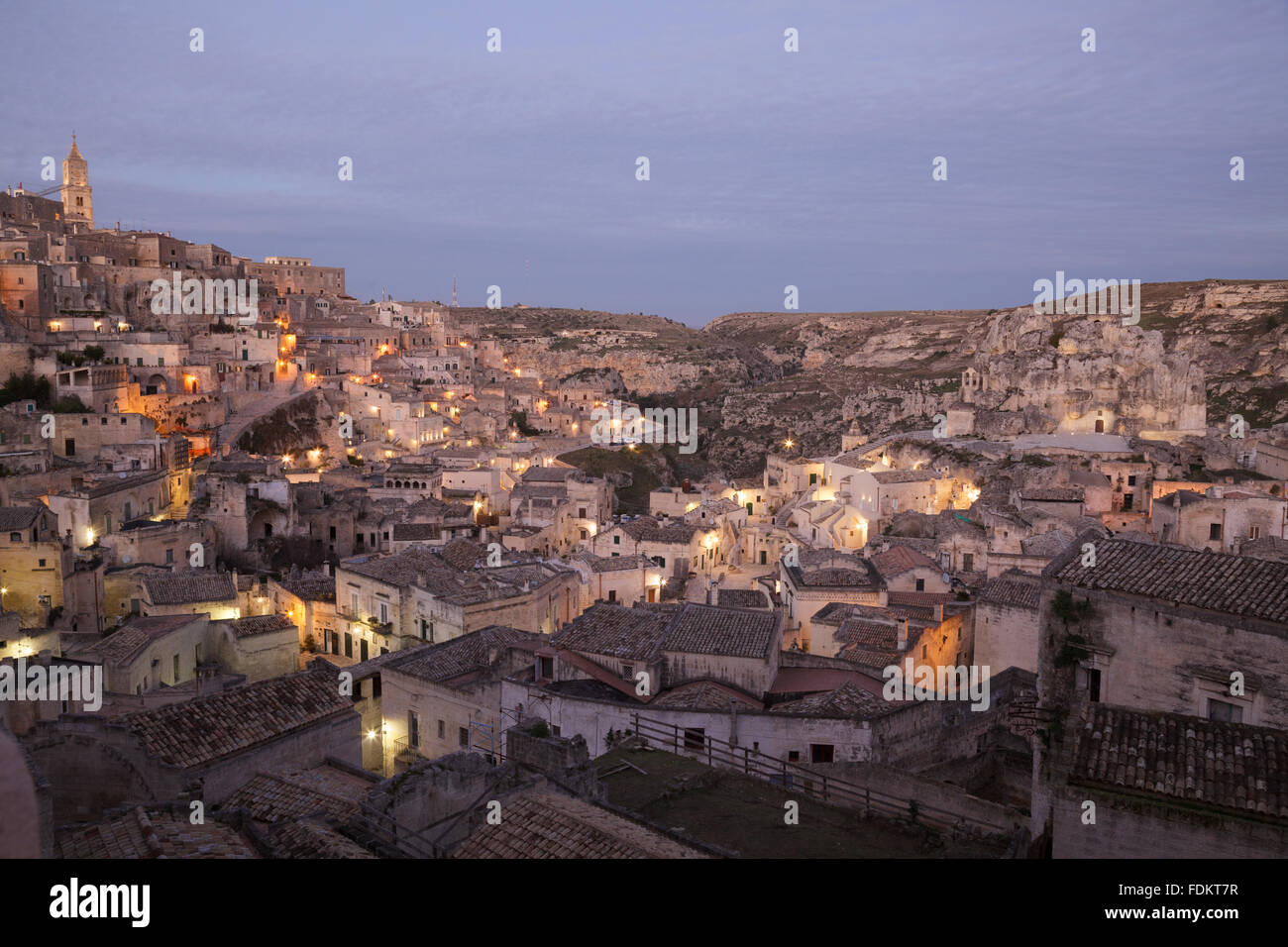 view over the town from viewpoint at Piazzetta Pascoli, Matera, Basilicata, Italy Stock Photo