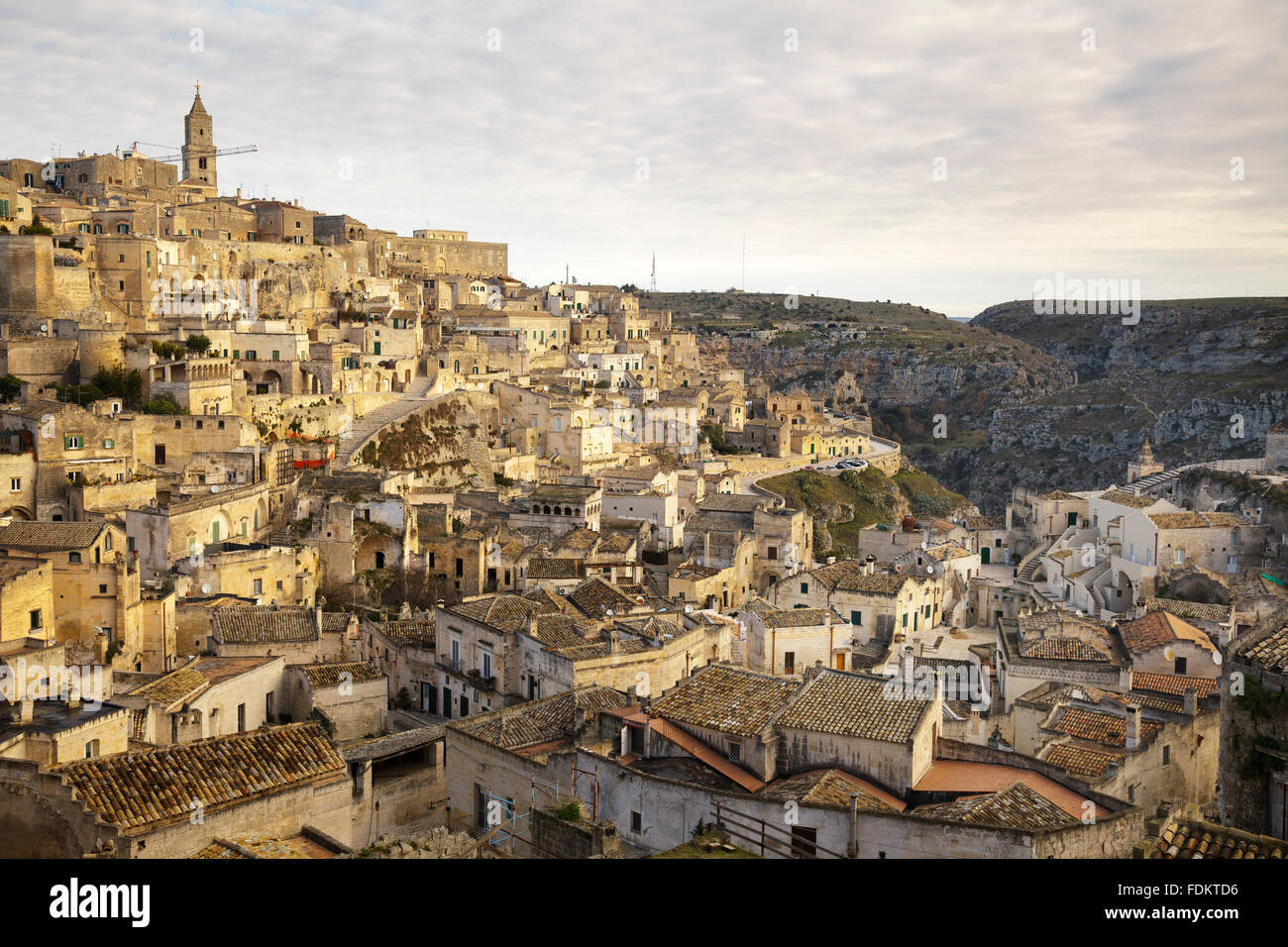 view over the city from viewpoint at Piazzetta Pascoli, Matera, Basilicata, Italy Stock Photo