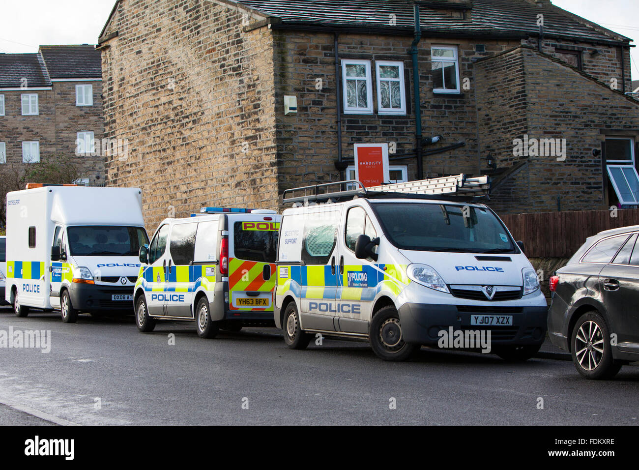 Bradford, UK. 1st February, 2016. Two bodies were found at a house in Cross Road, Idle last night. Credit:  Rob Ford/Alamy Live News Stock Photo