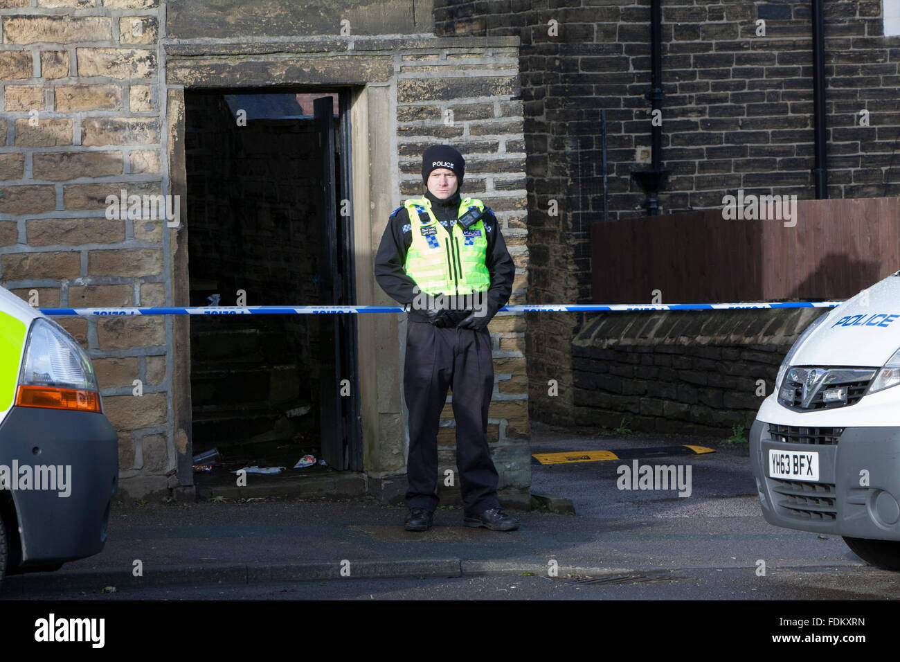 Bradford, UK. 1st February, 2016. Two bodies were found at a house in Cross Road, Idle last night. Credit:  Rob Ford/Alamy Live News Stock Photo