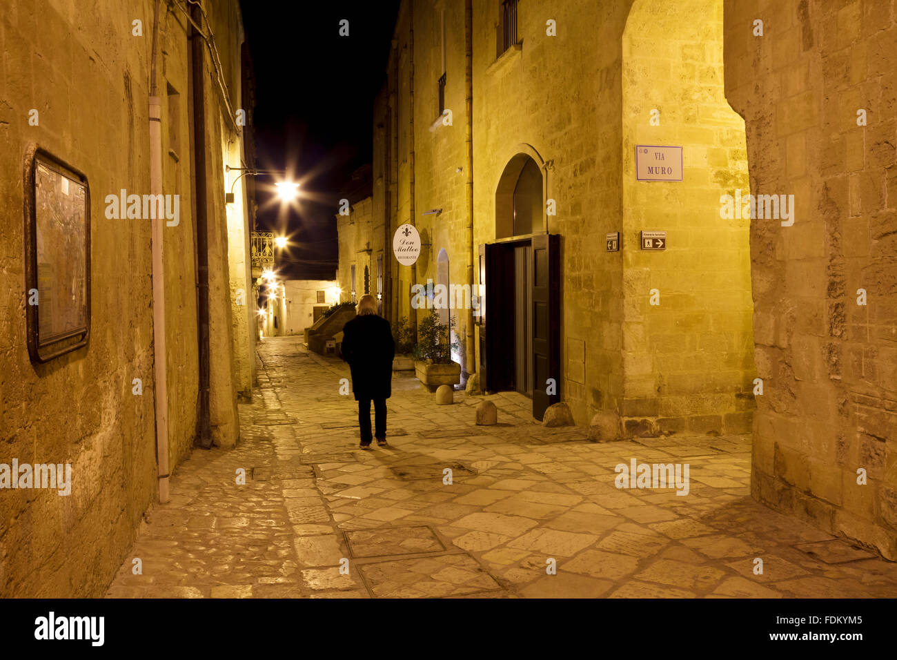 via San Potito street in the old town, Matera, Basilicata, Italy Stock Photo