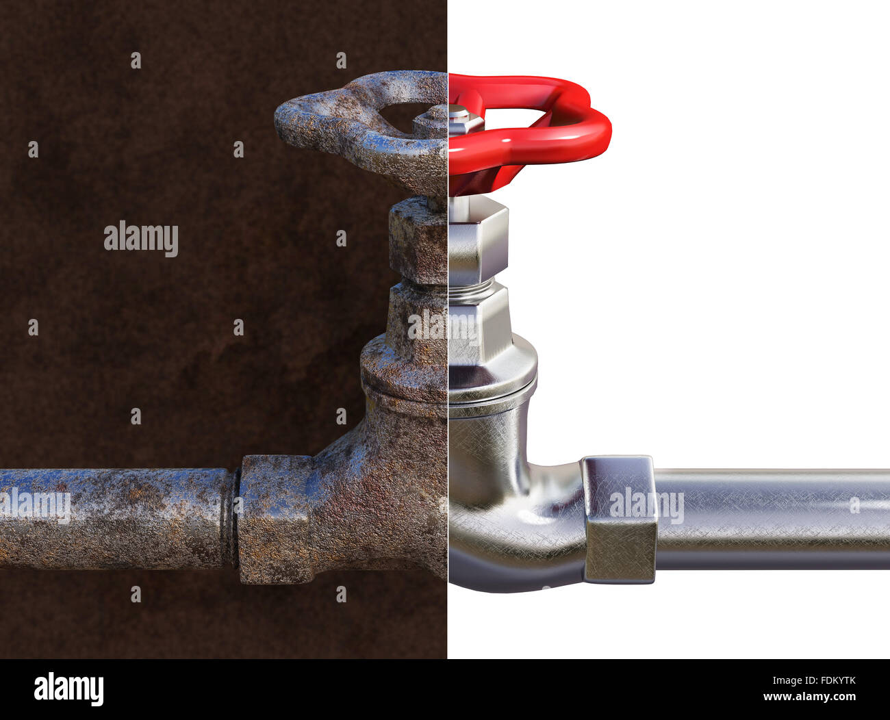 Rusty and new water tap Stock Photo Alamy