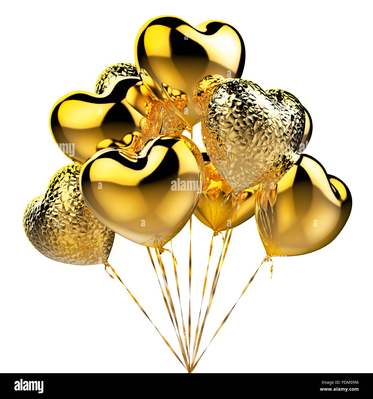 Golden balloons in the shape of heart for celebration Stock Photo - Alamy