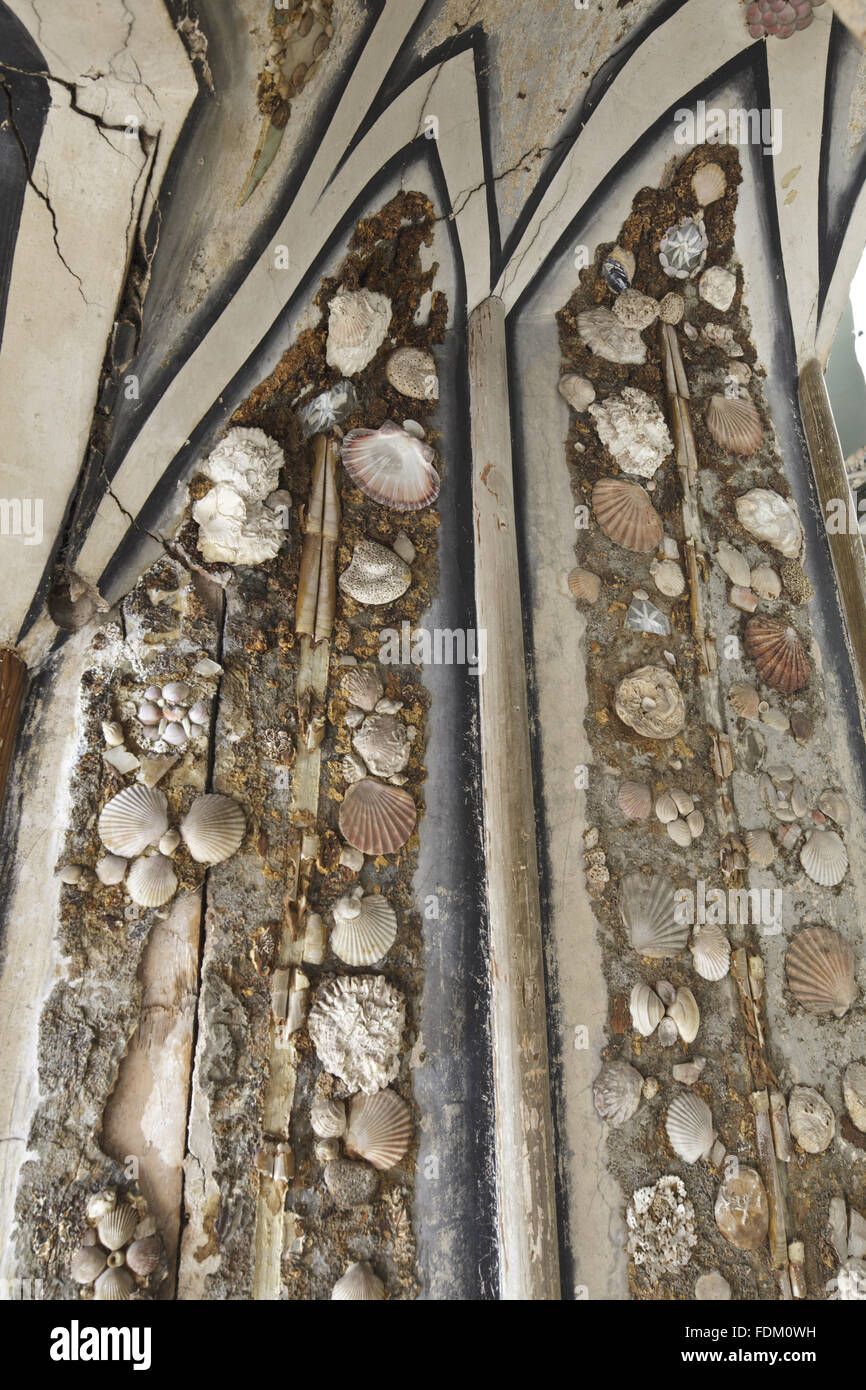 Detail of part of the decoration on the upper stairs of the Shell ...