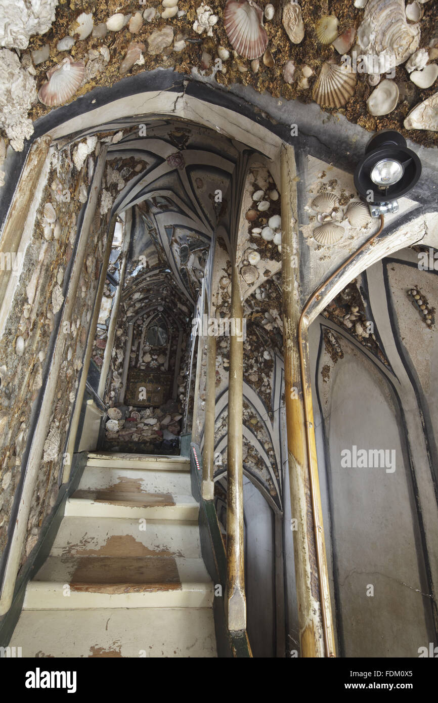Detail of part of the decoration on the upper stairs of the Shell ...
