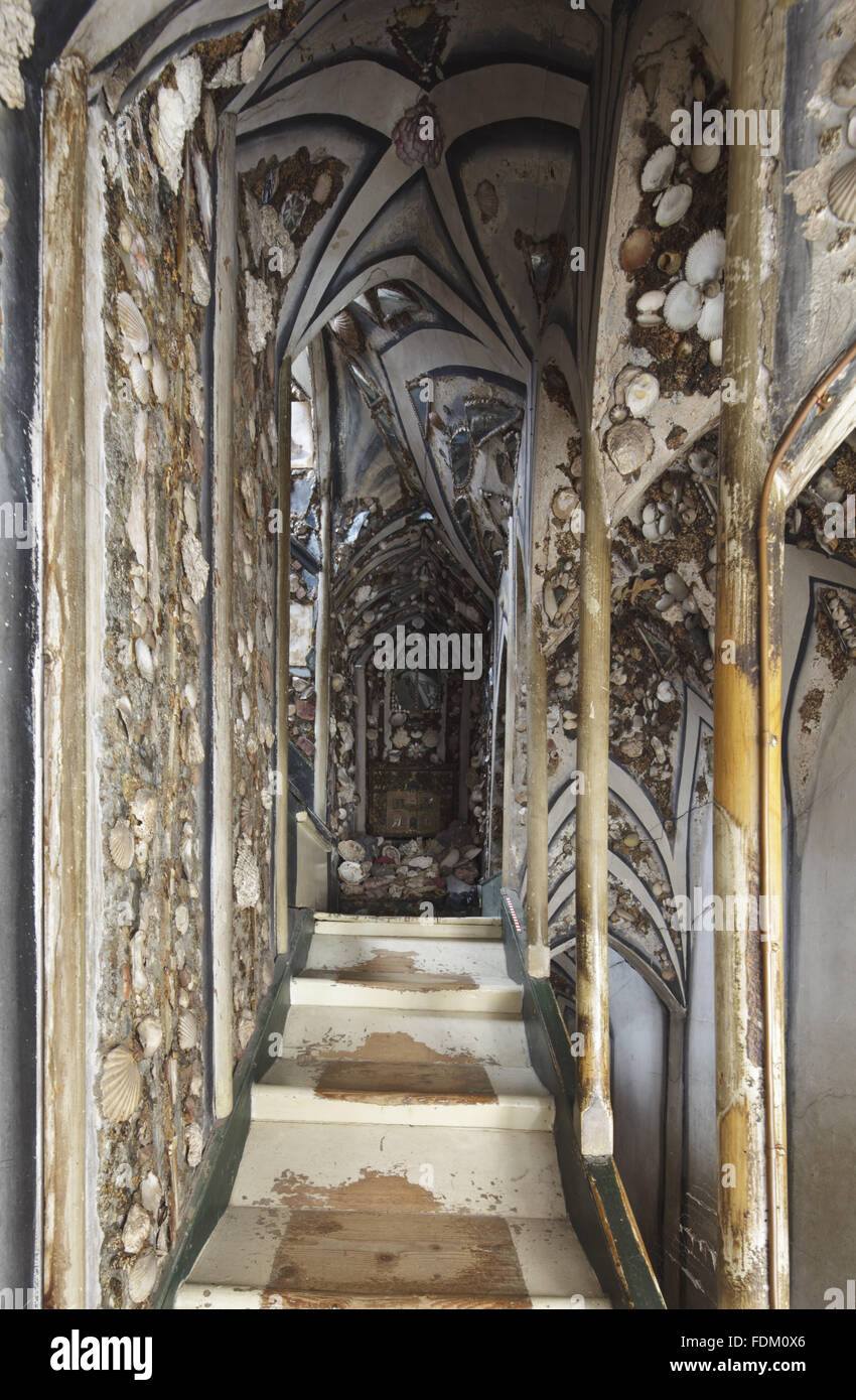 Detail of part of the decoration on the upper stairs of the Shell ...