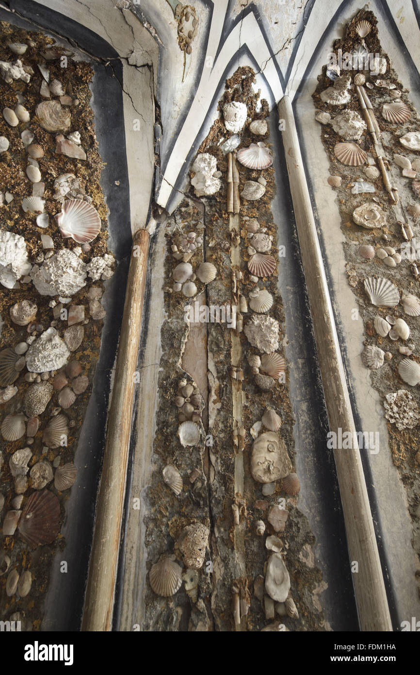 Detail of part of the decoration on the upper stairs of the Shell ...