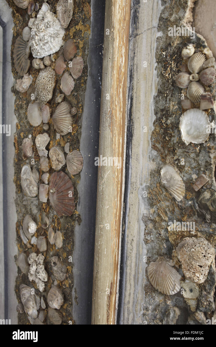 Detail of part of the decoration on the upper stairs of the Shell ...