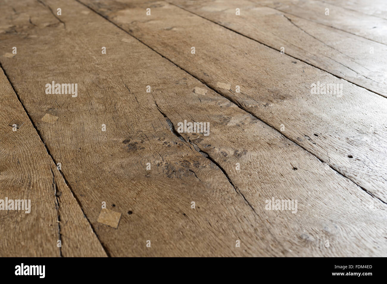 Oak floorboards in the Brown Room at Tredegar House, Newport, South Wales. Stock Photo