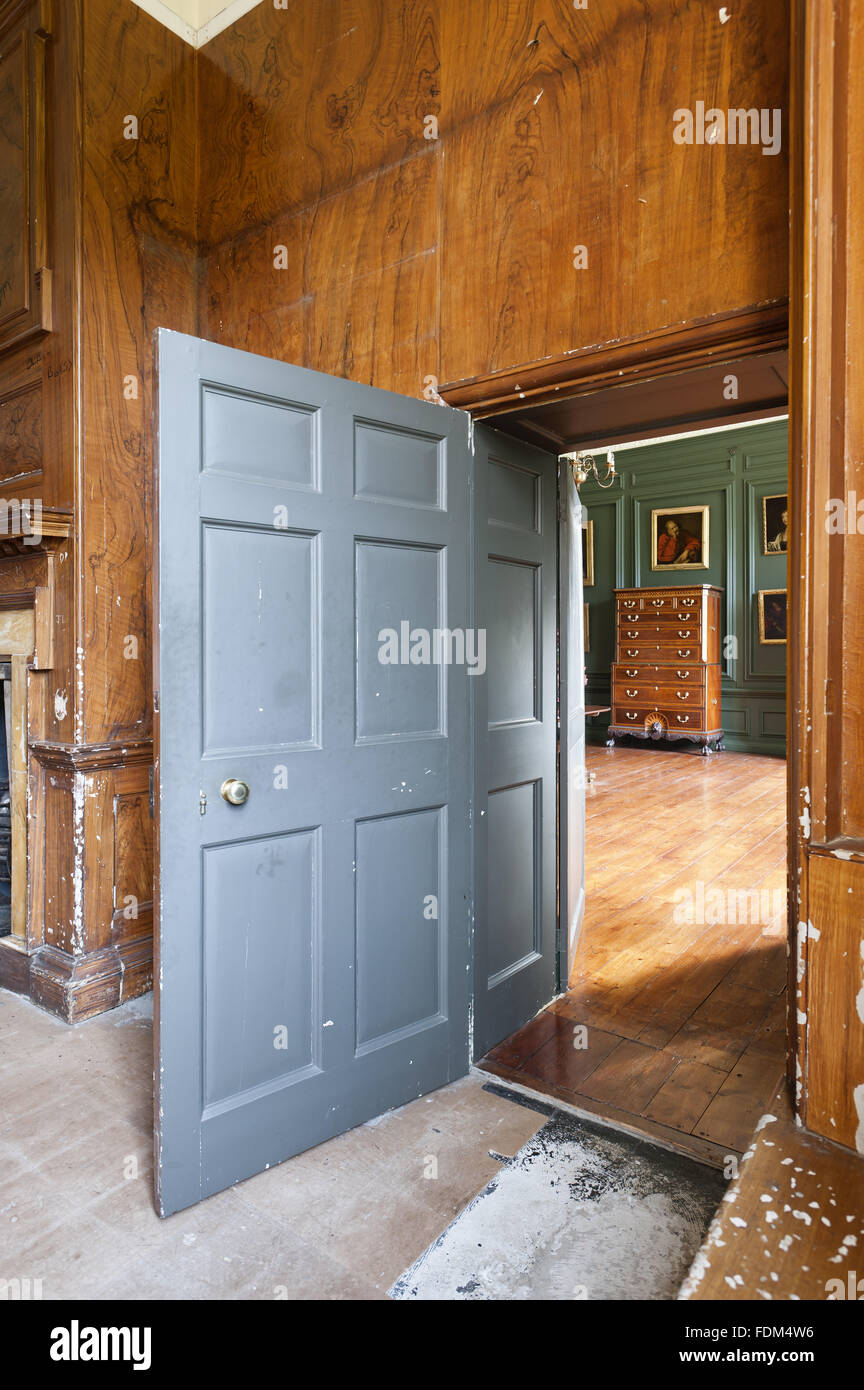 View from the School Room to the Passing Room at Tredegar House, Newport, South Wales. Stock Photo