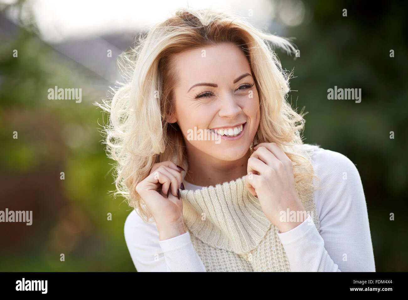 Portrait of pretty woman outdoors Stock Photo