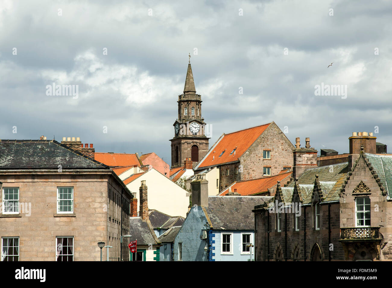 Houses and Town Hall tower (1761), BerwickuponTweed, England, United