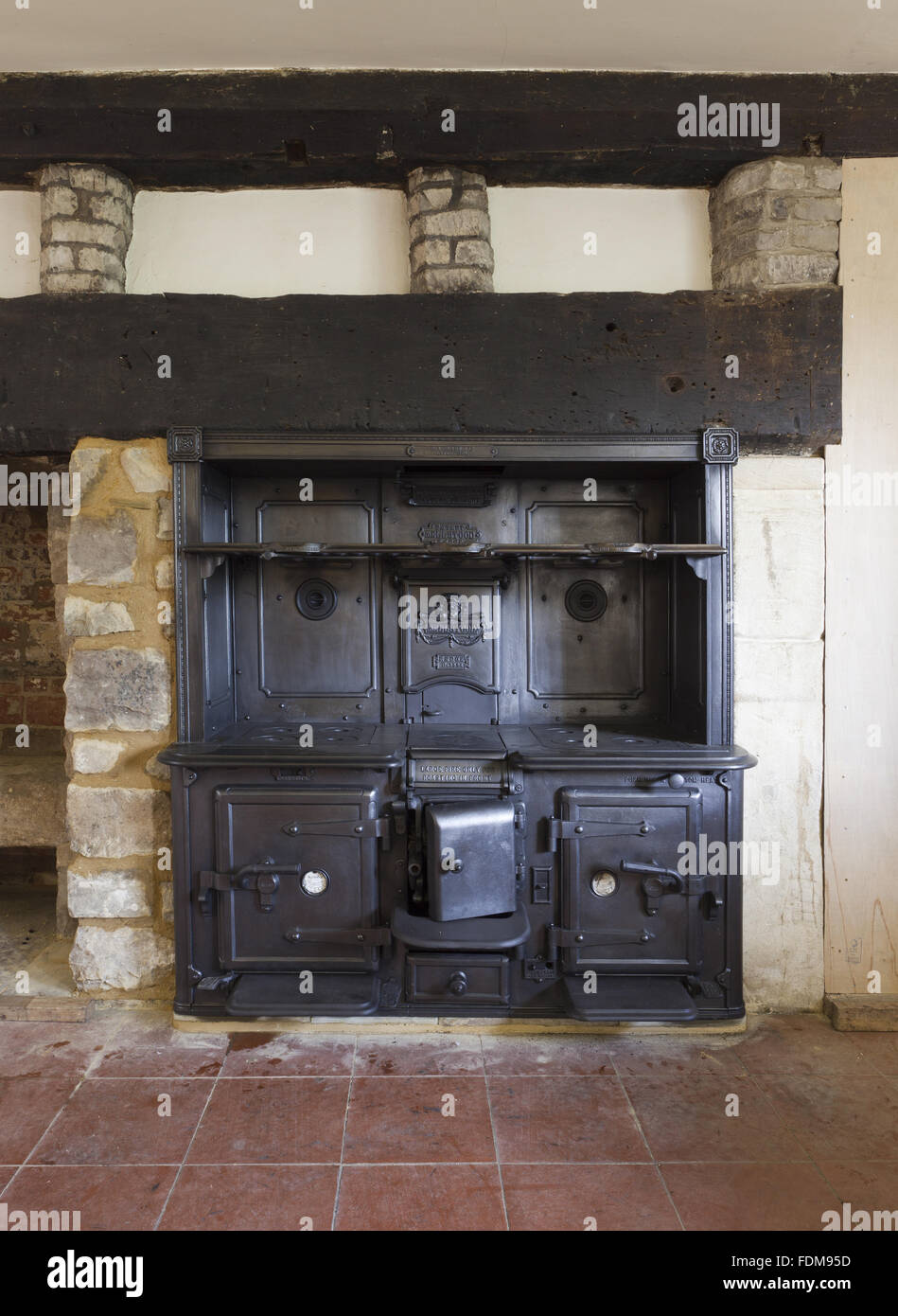 The newly installed range cooker in the Victorian styled kitchen at